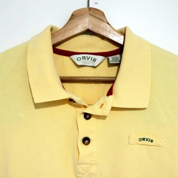 Orvis Mens Size XXL Yellow Cotton Polo Rugby Golf Shirt Fishing - Picture 3 of 3